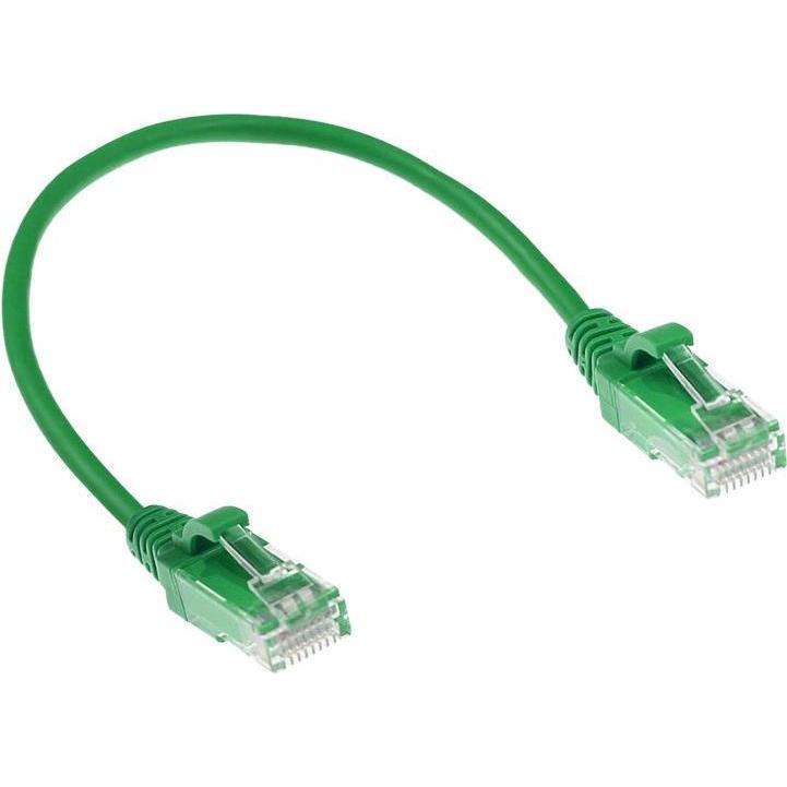 ACT Verde 0,5 metri LSZH U/UTP CAT6 datacenter slimline cavo patch snagless con connettori RJ45 (U/UTP, CAT6, 0.50 m), Cavo di rete