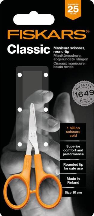 Actual product image Fiskars Manicure scissors, Rounded tips, Total length: 10 cm, Quality steel/plastic, Classic