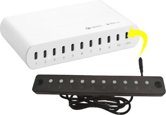 Produktbild MU Classic 250W 10 Ports USB-C Ladestation mit LED Panel (100 W, 10 Ports)