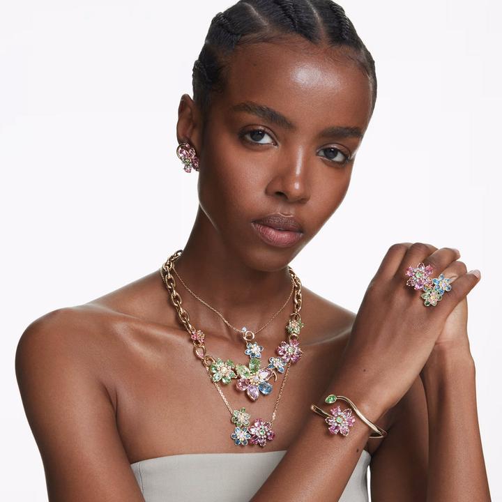 Actual product image Swarovski Idyllia Halskette Verschiedene Schliffe Blume Mehrfarbig Gold (Swarovski Metal)