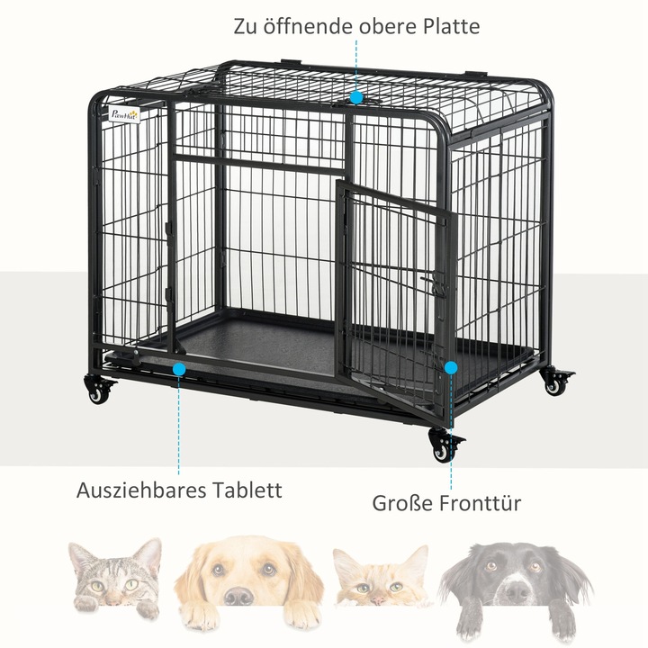 Actual product image PawHut Dog transport 4 swivel castors, 2 with brakes, durable materials (Dog, Foldable)