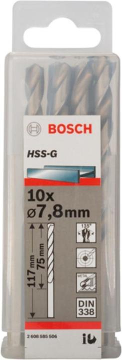 Produktbild Bosch Professional Zubehör PRO Metal HSS-G Spiralbohrer, 7,8 x 75 x 117 mm (7.8 mm)