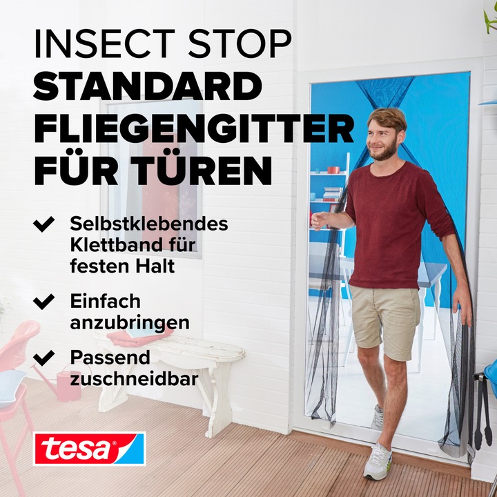 Image du produit tesa Moustiquaire STANDARD pour fenêtre, avec bande Velcro, sans perçage (120 x 220 cm)