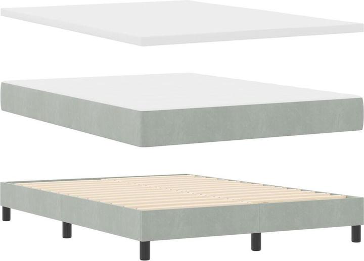 Produktbild VidaXL Boxspringbett mit Matratze Hellgrau 140x200 cm Samt (140 x 200 cm)