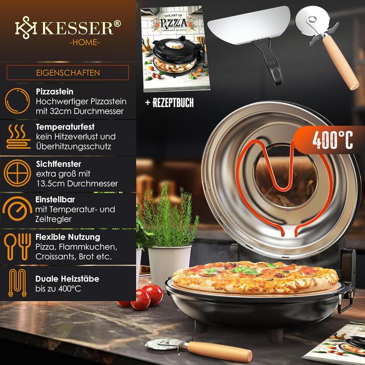 Produktbild Kesser Pizza-Ofen mit feuerfester Steinplatte & Timer