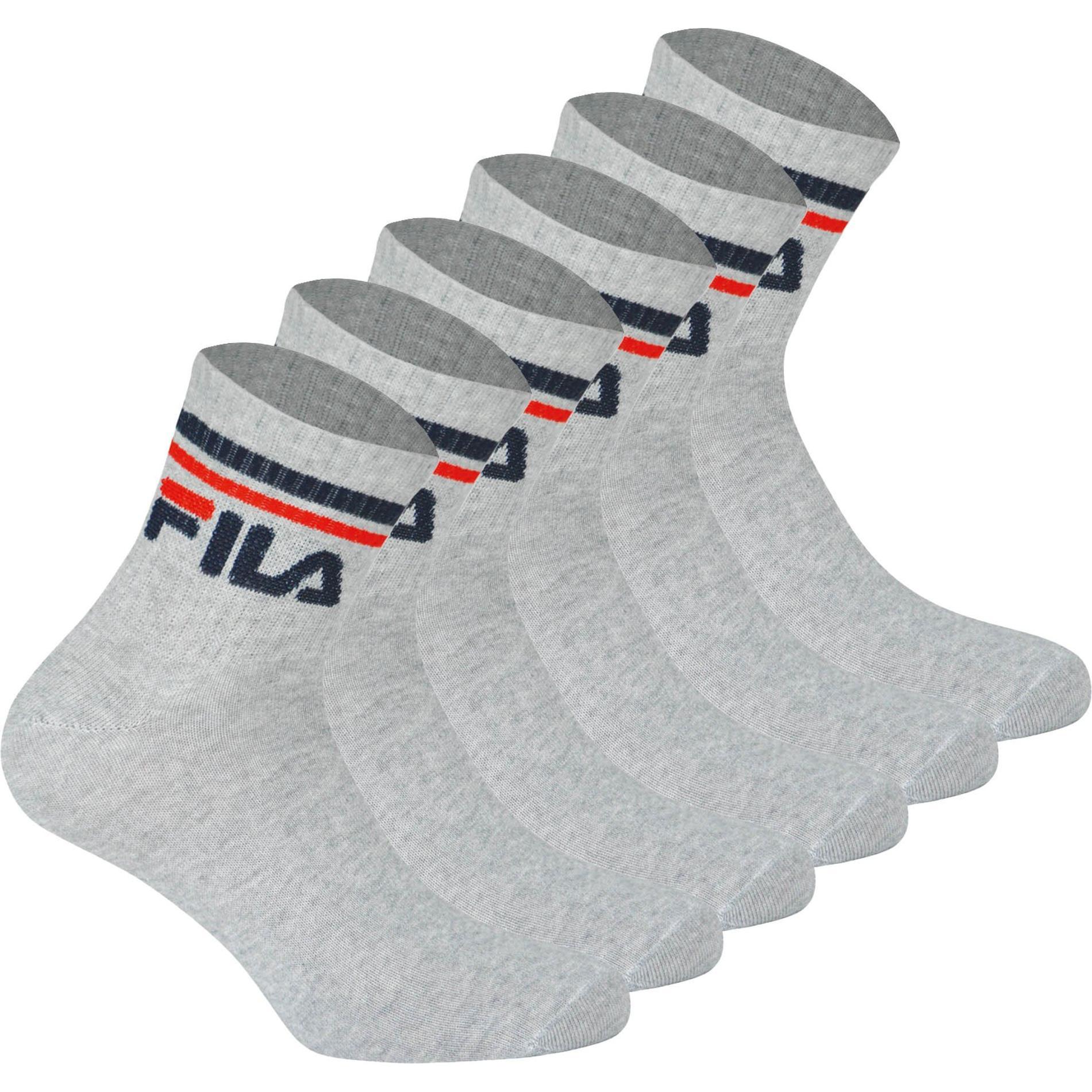 FILA, Herren, Socken, Quarter Unisex Plain Socks, Grau, (6er Pack, 43 - 46)