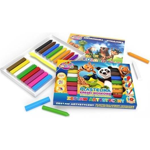 H+B Set mit 8 Farben Plastilin + 8 Farben Buntstiften