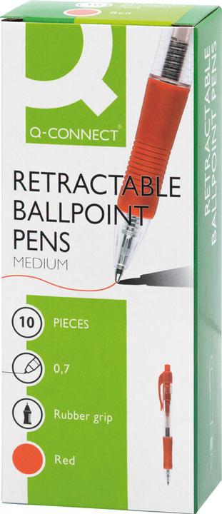 Produktbild Q-Connect Kugelschreiber mit Druckmechanik (Rot, 10x)