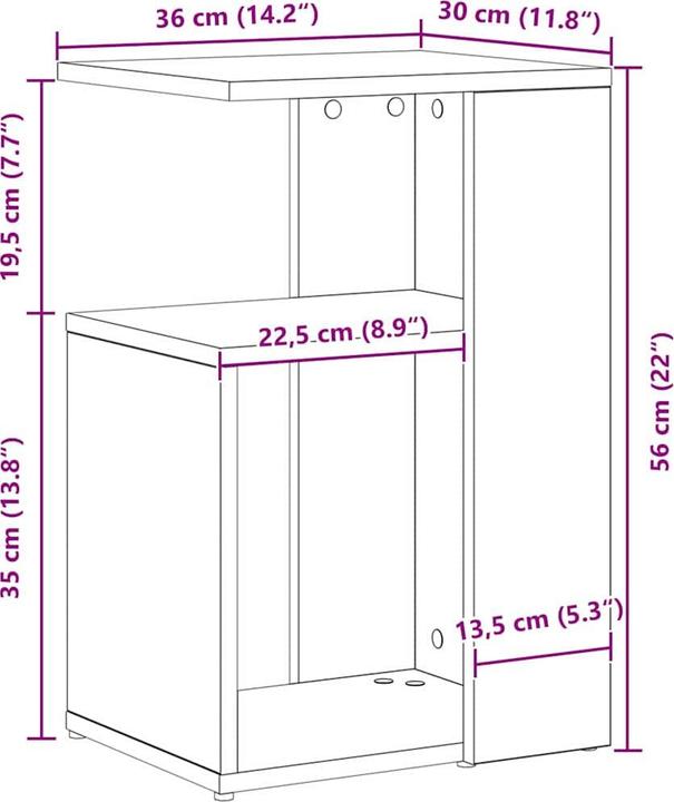 Image du produit vidaXL Beistelltisch (30 x 36 x 56 cm)