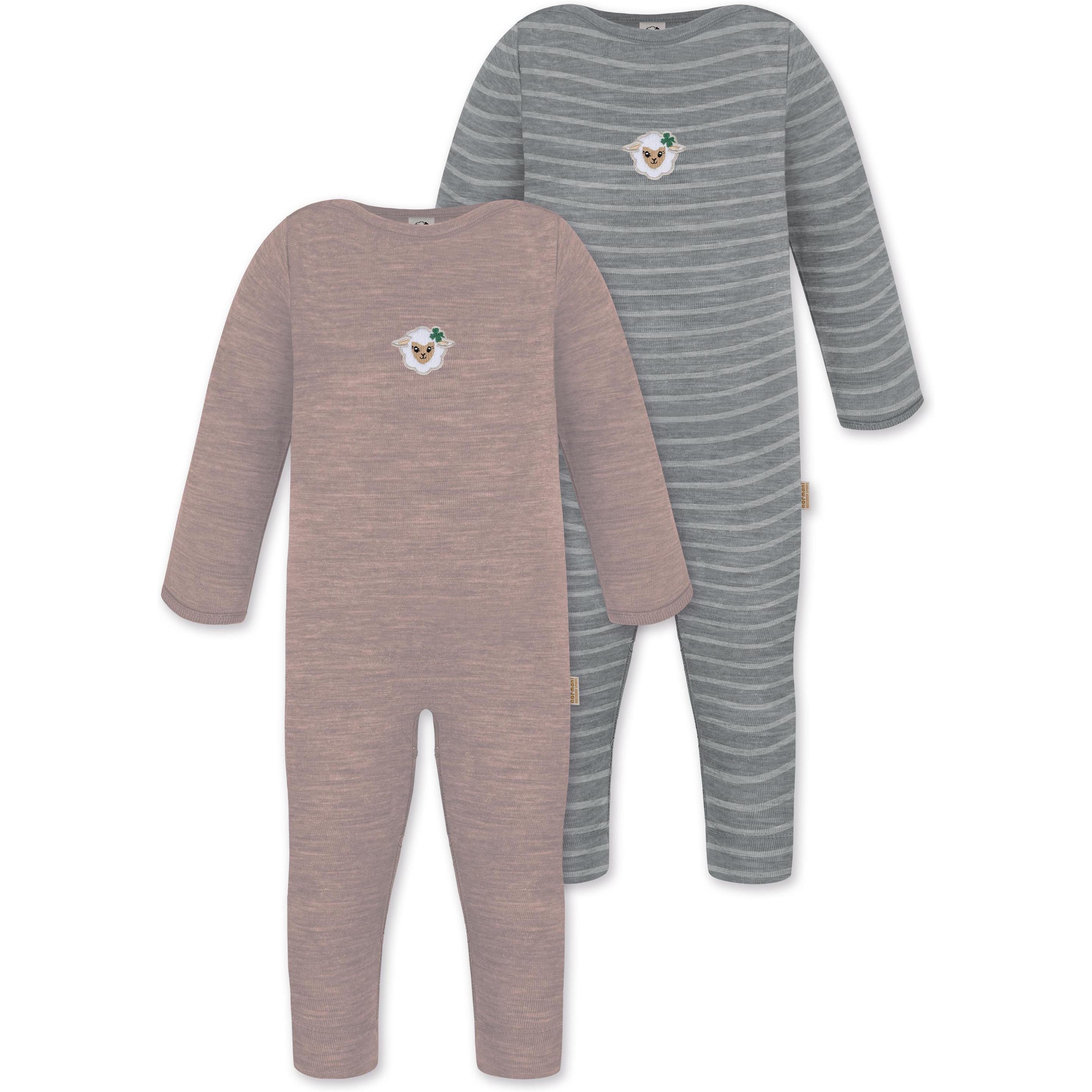 Normani, Herren, Strampler, 2er Pack Baby Merino Strampler „Tangoio" - 9595, Grau, (80)