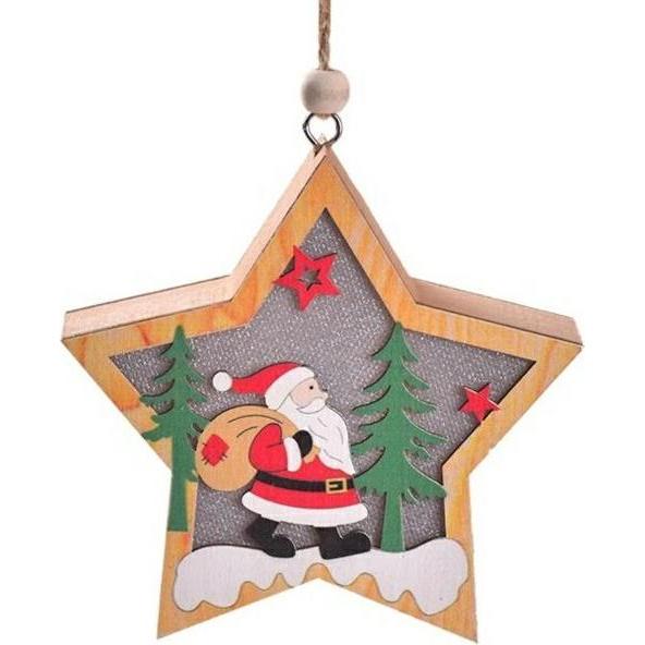 Emos, Decorazione natalizia, Lampka Świąteczna Drewniana Mikołaj - Gwiazdka