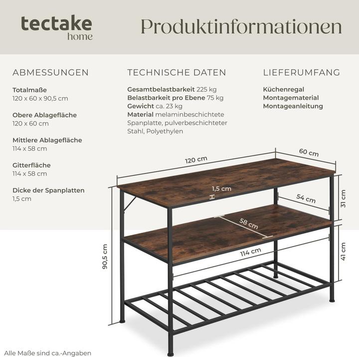 Actual product image tectake Akeley (120 x 60 x 90.50 cm)