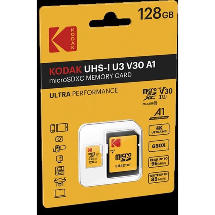 Immagine prodotto Kodak SD MICRO 128GB CL10 UHS-I U3 V30 A1 ULTRA CON ADATTATORE (128 GB, microSDXC, U3, UHS-I)