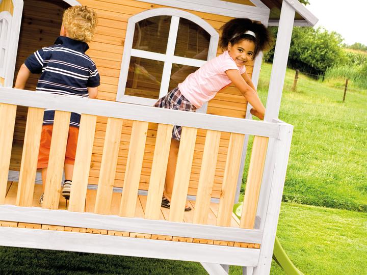 Produktbild Axi Stef Spielhaus Braun/weiss mit Lindgrüne Rutsche