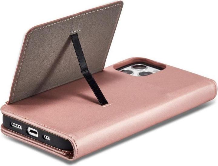 Image du produit Hurtel Etui Magnétique pour iPhone 12 Pro Pochette Portefeuille Carte Stand Rose (Apple iPhone 12 Pro)