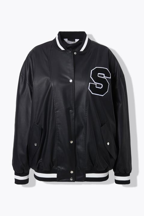 Actual product image Studio Untold Faux Leather Varsity Style Jacket (56)