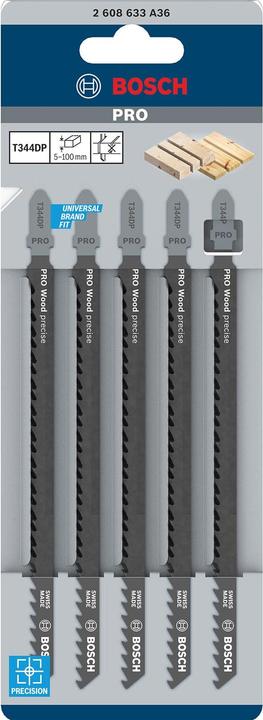 Produktbild Bosch Professional Zubehör PRO Wood precise T344DP Stichsägeblatt, 152 mm, 5-tlg.