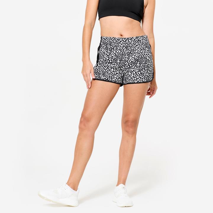 Produktbild Domyos Shorts kurz leicht - Leo-Print schwarz (S)