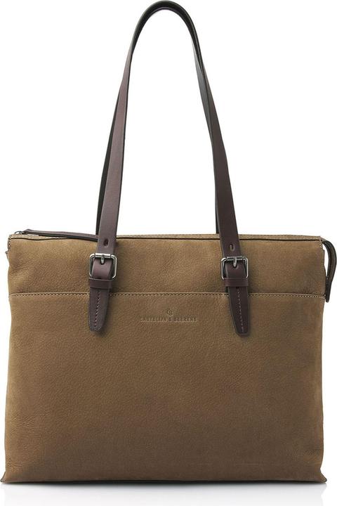 Castelijn & Beerens Beerens - Veneto Nubuck Schoudertas 15,6 RFID | Taupe - Schoudertas 15,6 RFID | Taupe. (15")