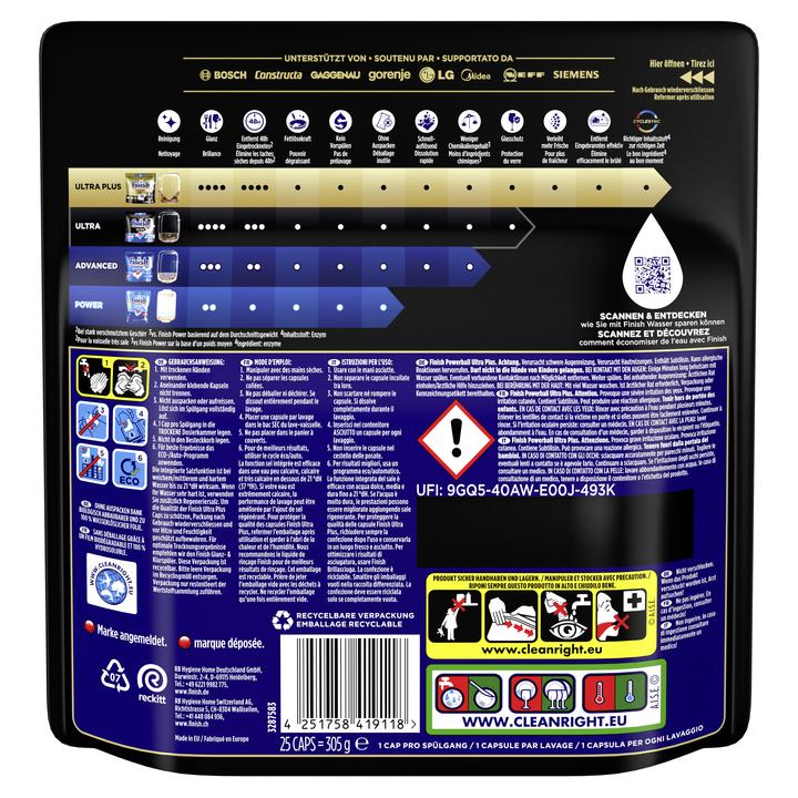 Actual product image Finish Ultra Plus (25 Washing cycles)