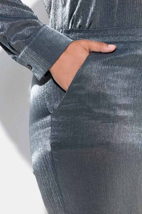 Actual product image Ulla Popken Hose Rose, Metallic-Schimmer, weites Bein, Komfortbund (52)