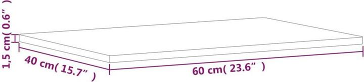 Produktbild vidaXL Tischplatte 60x40x1,5 cm Rechteckig Massivholz (60 x 40 x 1,5 cm)