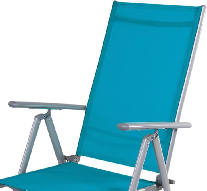 Actual product image Mojawo 6er Set Garten Klappstuhl Aluminium - Textilen Silbergrau/Petrol