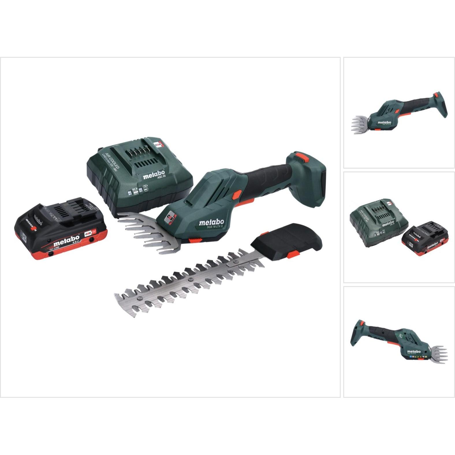 Metabo, Tosasiepi, SGS 18 LTX Q Cisaille à gazon et arbustes sans fil 18 V + 1x batteria 4.0 Ah + caricabatteria (Batteria ricaricabile)