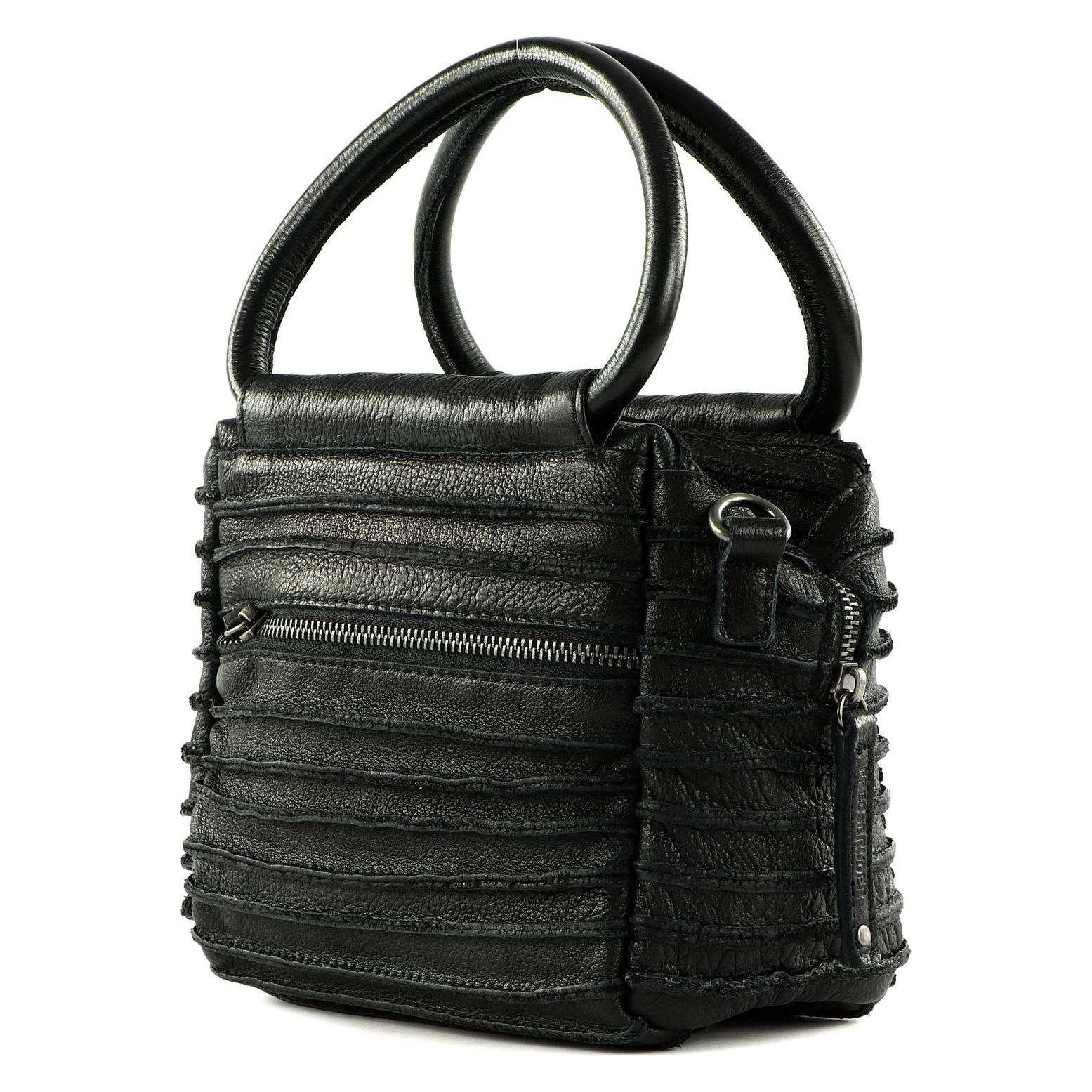 FredsBruder, Damen, Handtasche, Riffel Cube, Schwarz