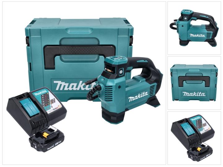 Makita DMP 181 RA1J Batterijcompressor 18 V 11,1 bar + 1x batterij 2,0 Ah + lader + Makpac (11.10 bar)