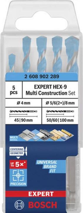 Produktbild Bosch Professional Zubehör EXPERT HEX-9 Multi Construction Bohrer-Set, 4/5/6/6/8 mm, 5-tlg. (4 mm, 5 mm, 6 mm, 8 mm)