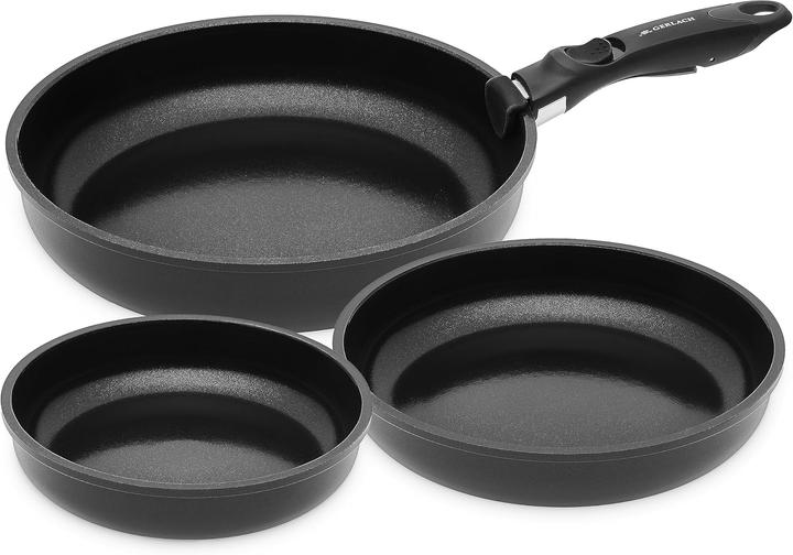 Gerlach SMART set of 3 aluminum pans Ilag 20/24 / 28cm with removable handle 994R (Pan set + pot set, Aluminium, 26 x 3 cm)