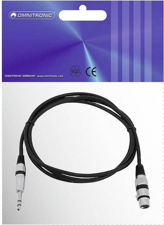 Produktbild Omnitronic Adapterkabel 2,0 m XLR(F)/6,3mm Klinke (2 m, XLR Kabel)