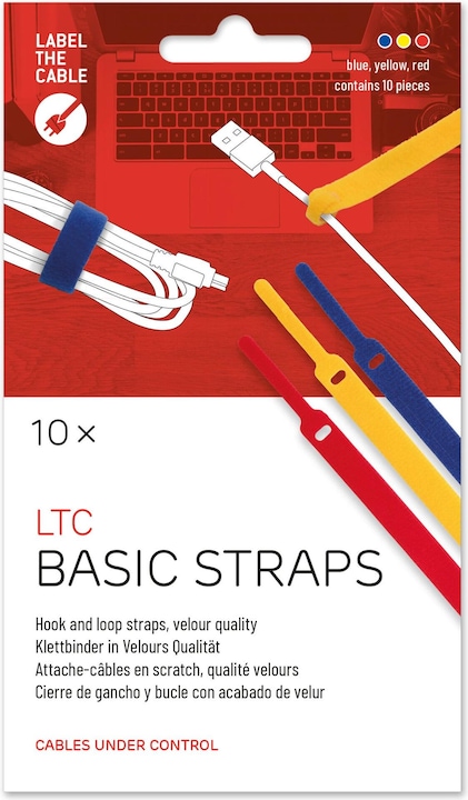 Actual product image Label-the-cable LTC BASIC 10 Power hook and loop binder rt, gb, bl (Velcro cable ties, 170 mm, 10 pcs.)