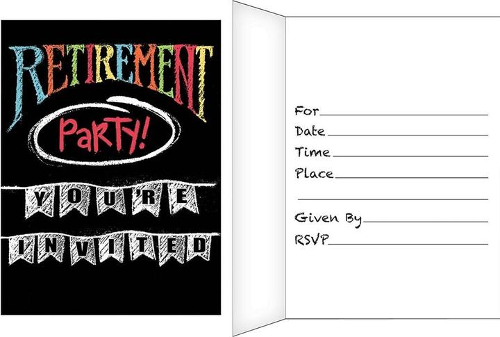 Actual product image Creative Party Chalk Board Retirement Invitations (Pack of 8) (8 pcs.)