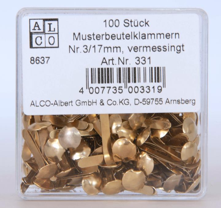 Produktbild Alco Musterbeutelklammer Durchmesser des Kopfes: 7 mm Länge des Schenkels: 17 mm (1 x)
