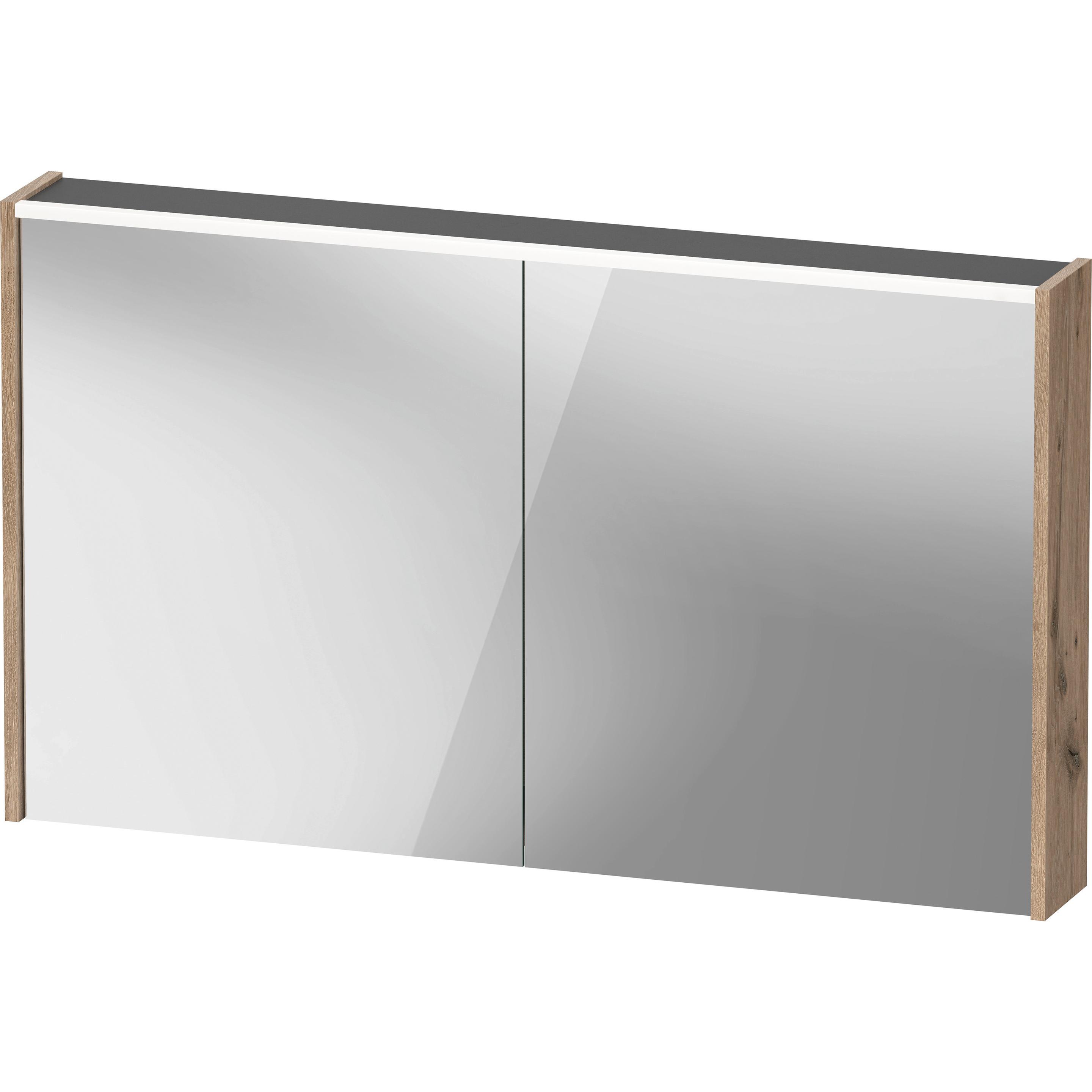 Duravit, Spiegelschrank, D-Code Spiegelschrank, Steckdose Typ E (FR, BE), 2 Türen, LED-Lichtfeld oben, 1200x700mm, 9
