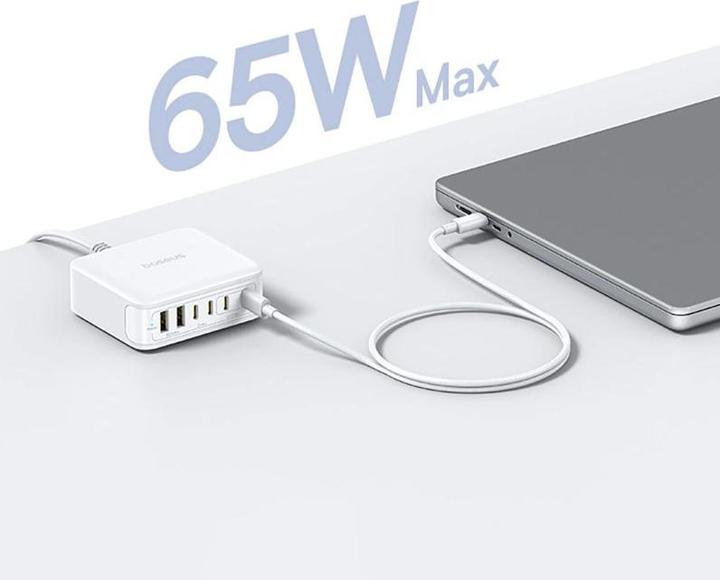 Produktbild Baseus Stacja ładująca EnerFill FH21 120W 4xUSB-C + 2xUSB-A - biała (120 W, 6 Ports)