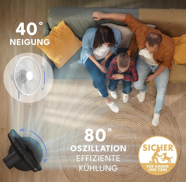Produktbild Lebenlang Standventilator mit Fernbedienung & Timer (60 dB)