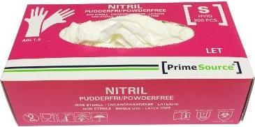 Immagine prodotto Prime Source Guanti monouso LET taglia S senza polvere Nitrile AQL 1.5 Bianco, 200 pezzi/confezione (S)