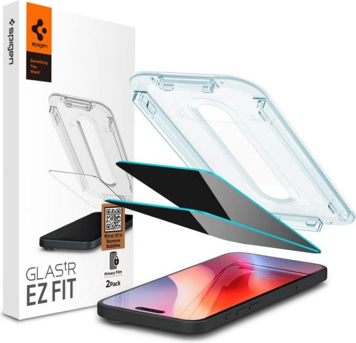 Spigen Glas.Tr "Ez Fit" 2-Pack pour iPhone 16 Pro 6,3" intimité (2 pièce(s), Apple iPhone 16 Pro)