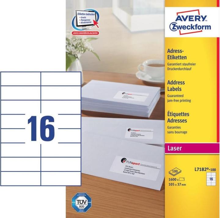 Produktbild Avery L7182 - adresseetiketter - 1600