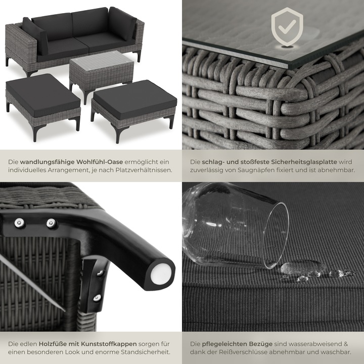 Immagine prodotto tectake Salottino in rattan con telaio in alluminio Bellaria