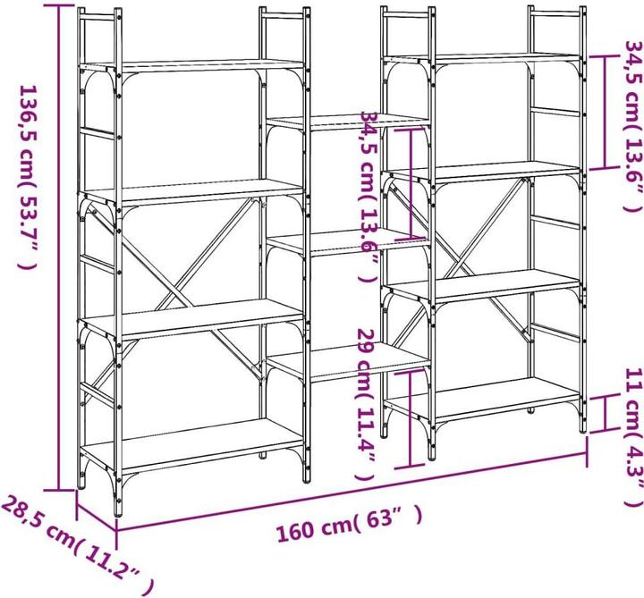 Immagine prodotto vidaXL Bücherregal (160 x 28.50 x 136.50 cm)