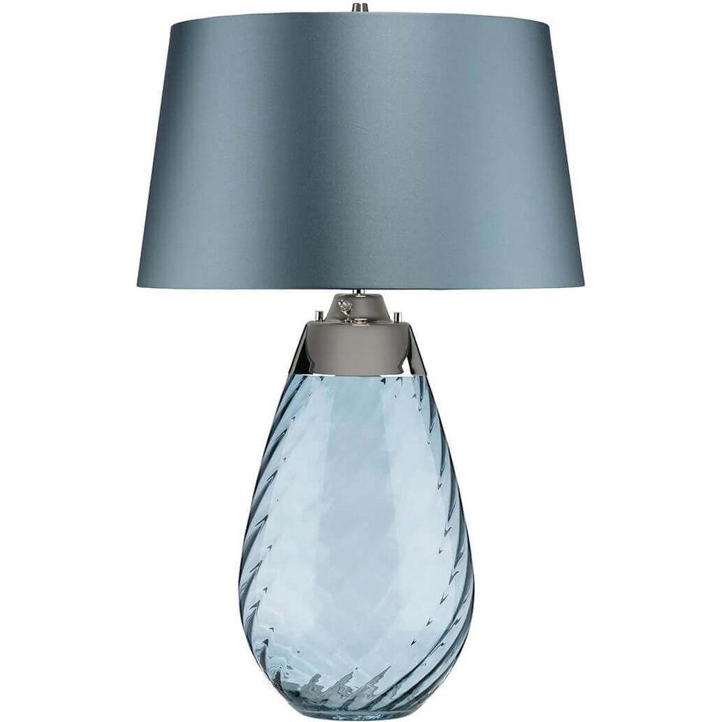 Elstead Lighting, Tischlampe, Lena Tischleuchte E27 74cm Blau getöntes Glas, Entenei-Blau Schirm Hellblau (620 lm, E27)