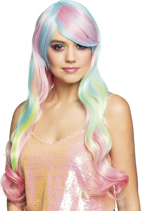 Einhorn Perücke Für Erwachsene – Mit Latex-Horn & Ohren – Regenbogenfarben – Für Kostümpartys