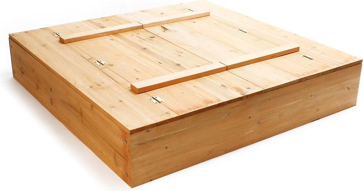 Produktbild Wiltec Sandkasten mit Deckel 2 Sitzbänke 98x98x18cm Sandkiste Holz Sandbox Buddelkiste