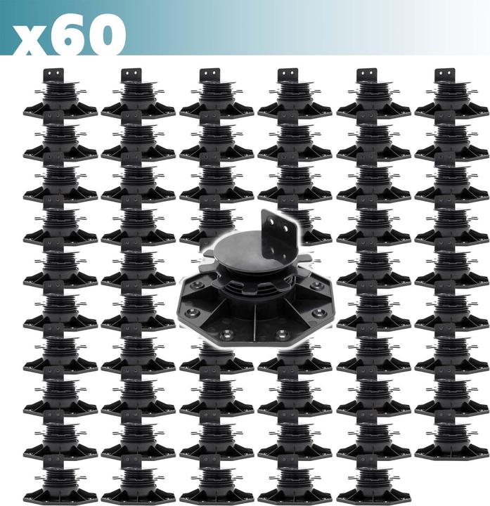 Actual product image XPOtool Corner Support Feet Set of 60 2700kg Capacity Feet Adjustable in Height 33-64mm Terrace (60 x)