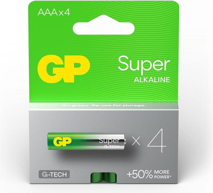 Produktbild GP Batteries 1x4 GP Super Alkaline 1,5V AAA Micro LR03 Neu 03024AETA-B4 (4 Stk., AAA)