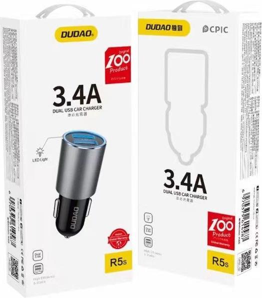 Actual product image Dudao car charger 2x USB 3.4A gray (R5s gray)